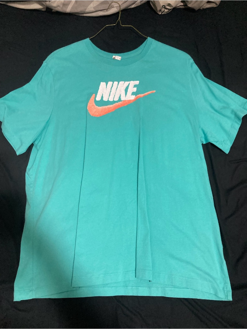 Nike Teal Short Sleeve Crew Tee with Coral Swoosh